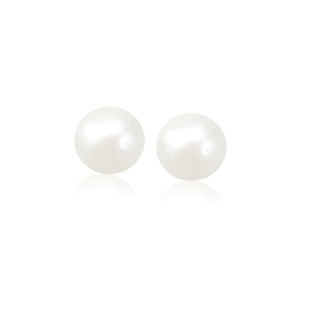 Pendientes de perlas cultivadas de agua dulce blancas de oro amarillo de 14 quilates (8,0 mm)