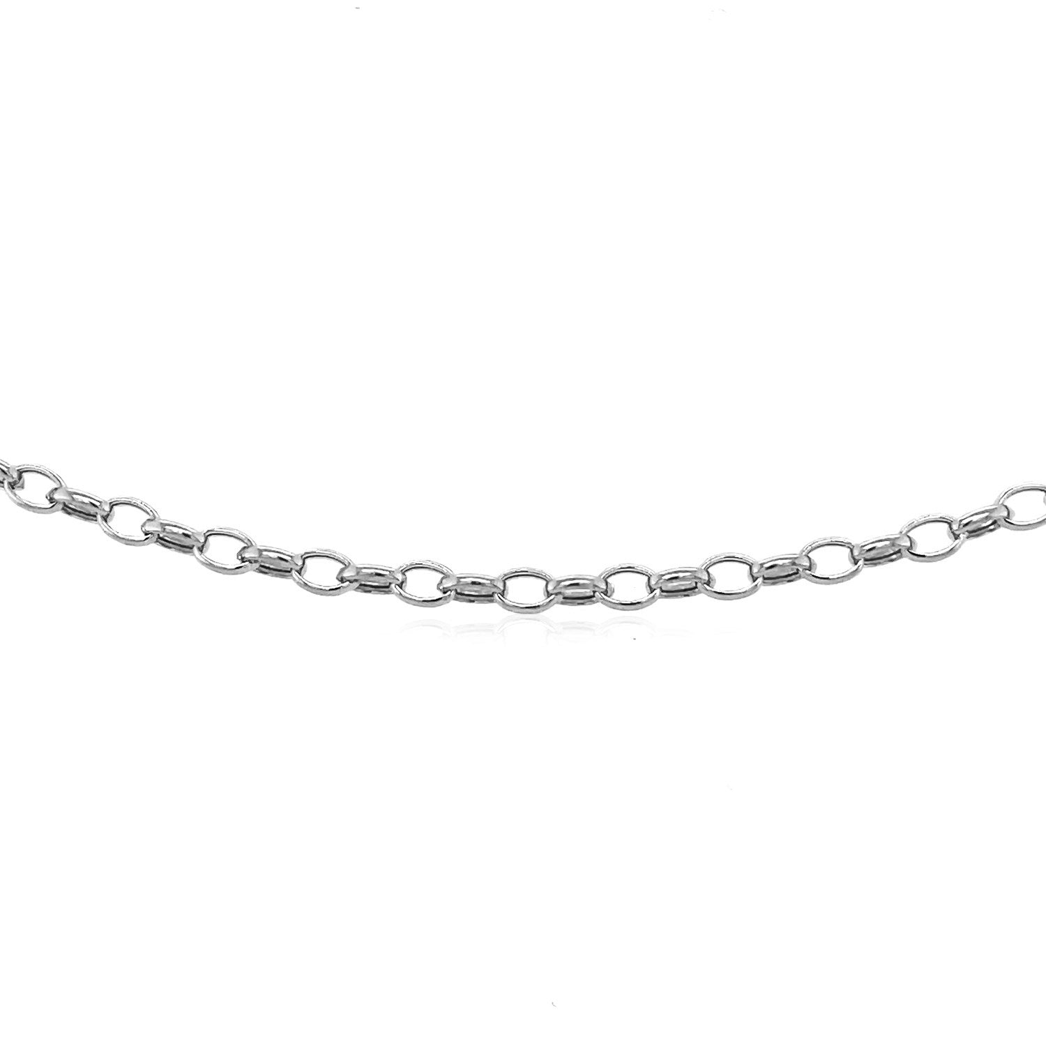 Cadena Rolo Ovalada de Oro Blanco de 14k de 3.2mm
