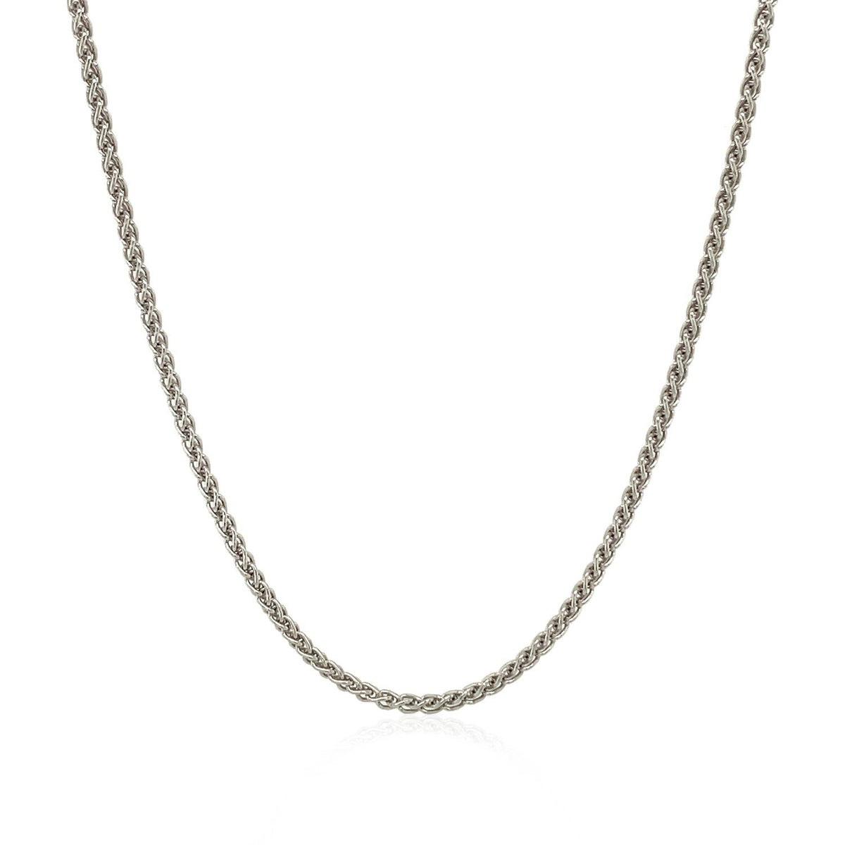 Cadena de Trigo de Plata de Ley Rodiada de 1.3mm