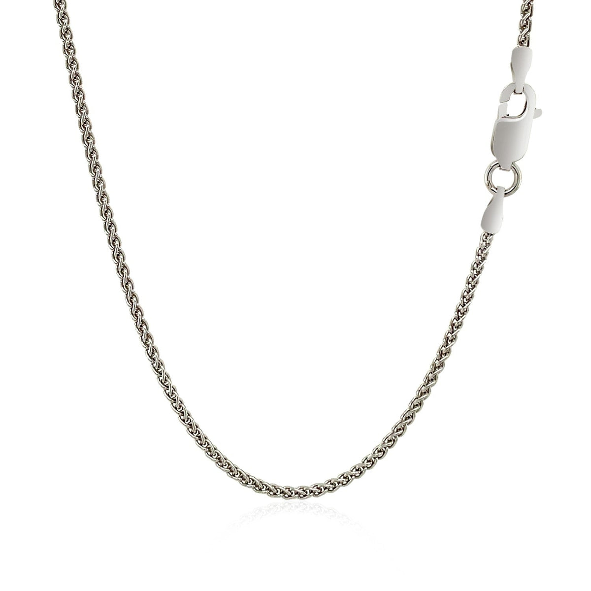 Cadena de Trigo de Plata de Ley Rodiada de 1.3mm
