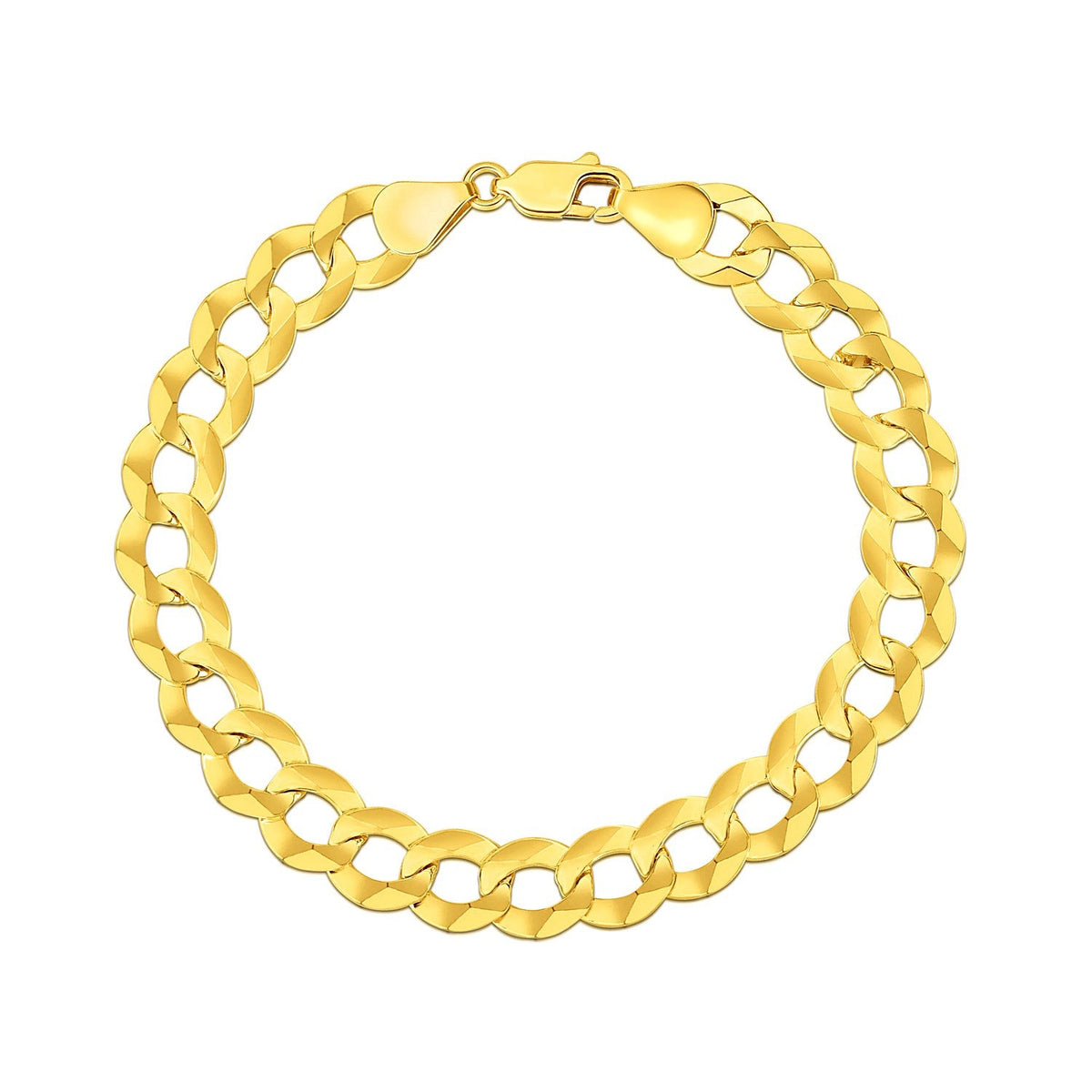 Pulsera maciza de oro amarillo de 14k, diseño "Curb", 10.0mm
