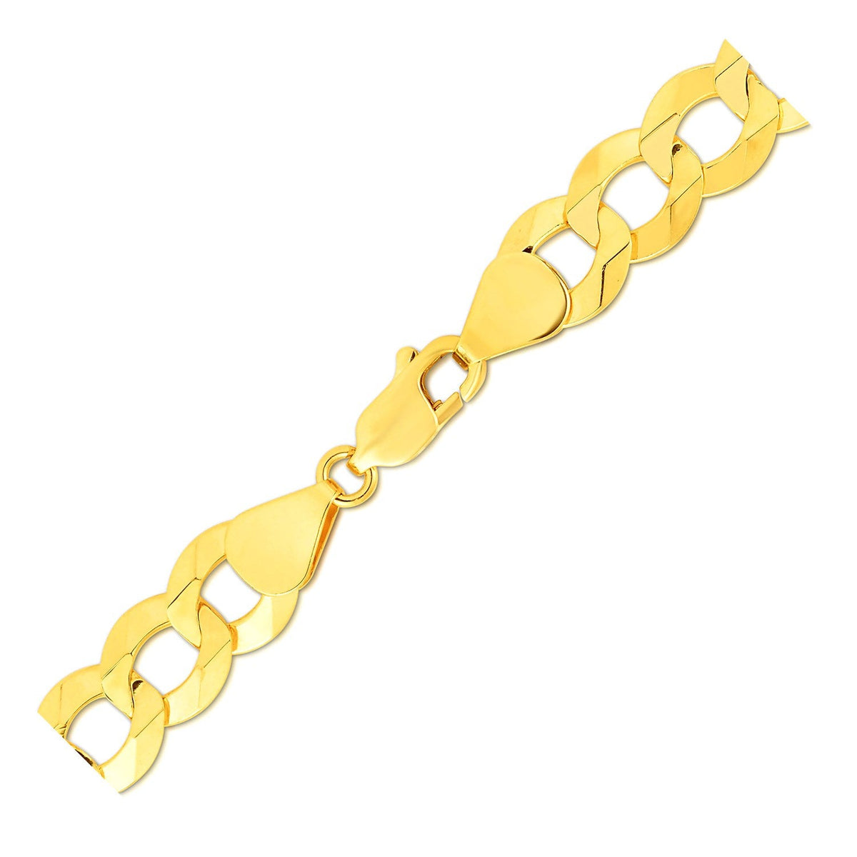 Pulsera maciza de oro amarillo de 14k, diseño "Curb", 10.0mm