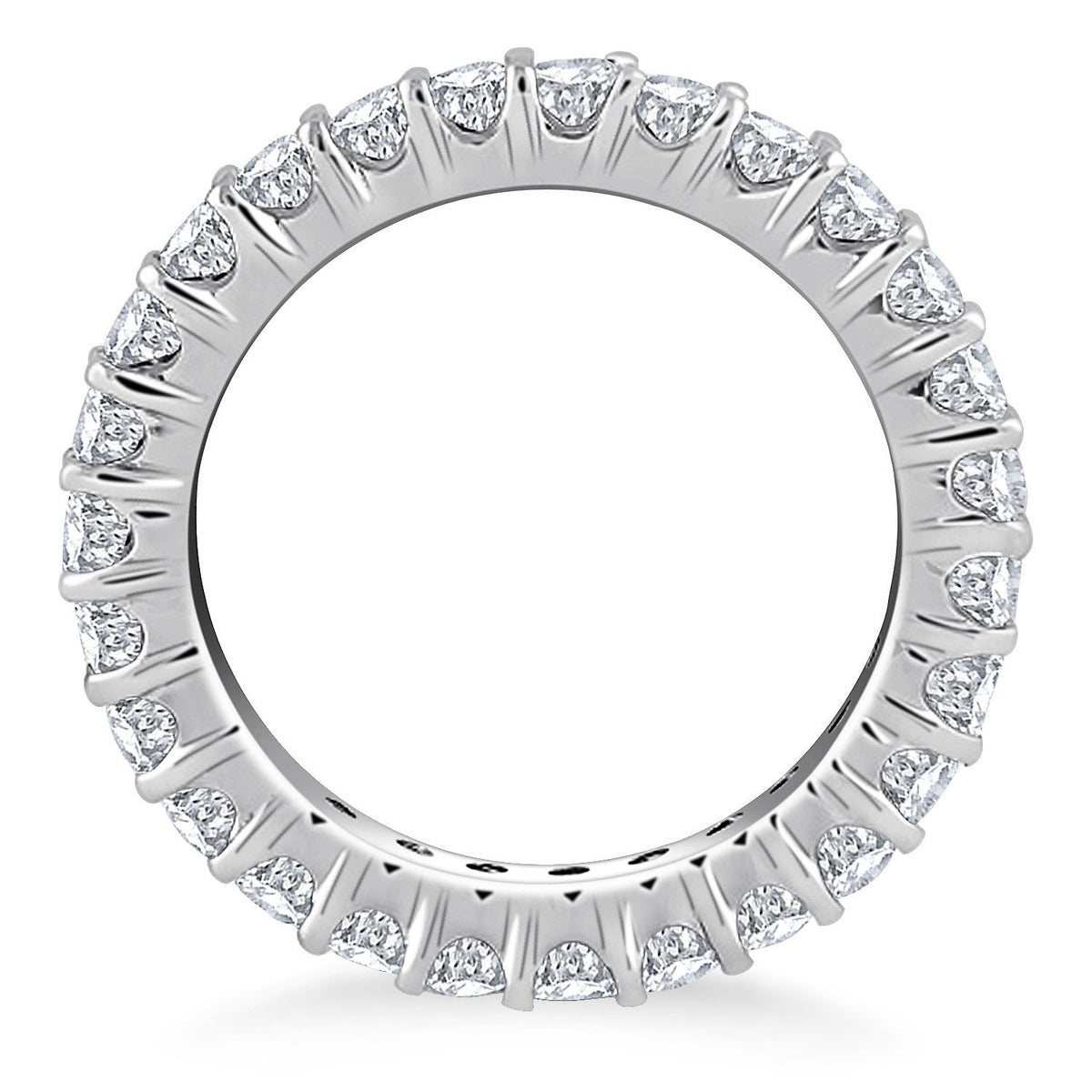 Anillo de eternidad de oro blanco de 14k con diamantes redondos y montadura de garra común