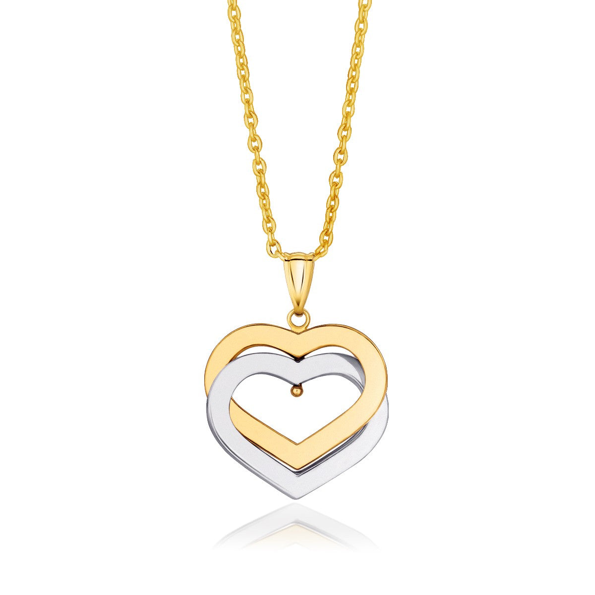 Colgante de corazones entrelazados de oro bicolor de 14k