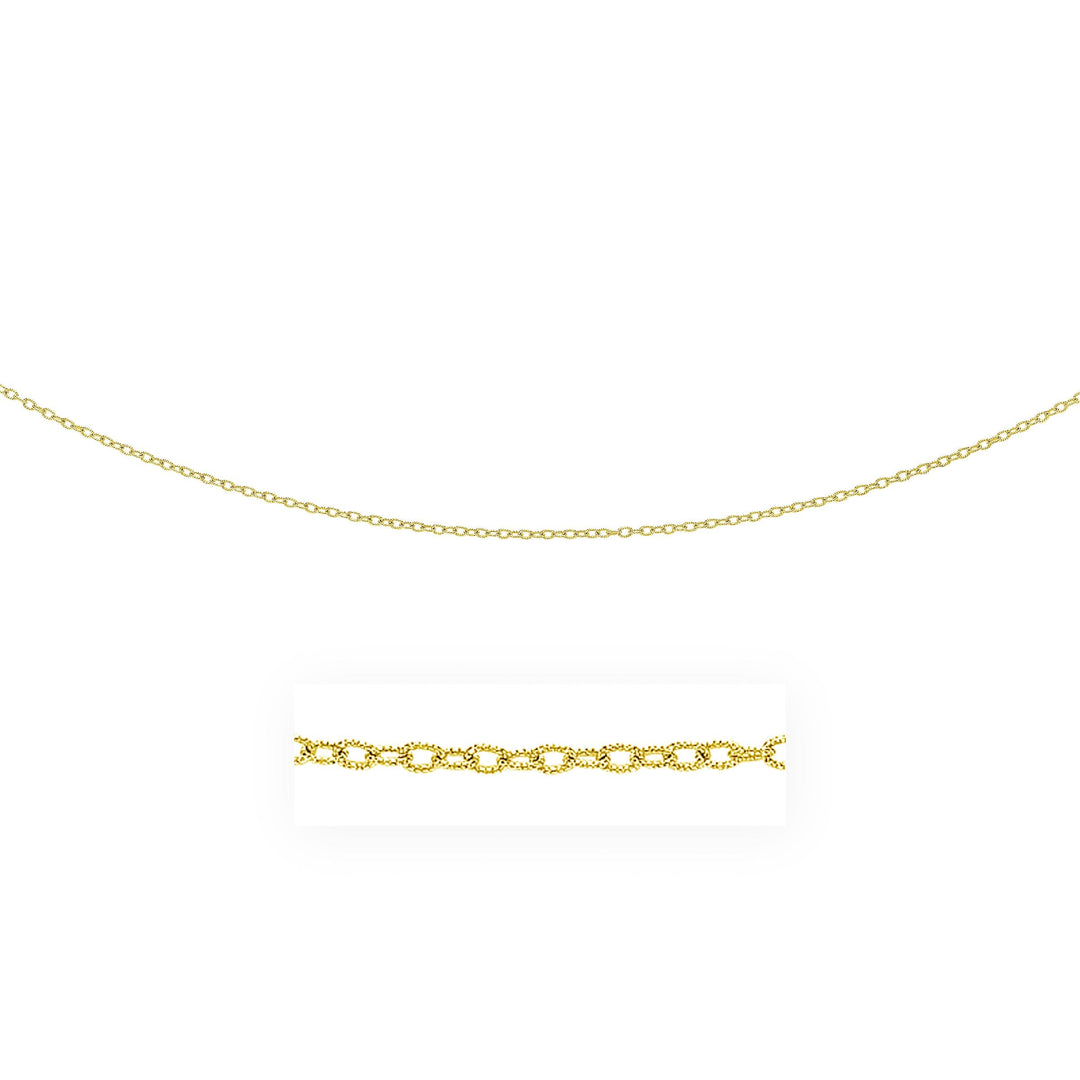 2.5mm 14k Yellow Gold Pendant Chain with Textured Links