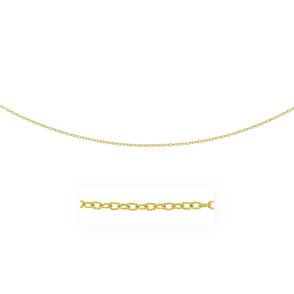 Cadena de oro amarillo de 14k de 2.5 mm con eslabones texturizados