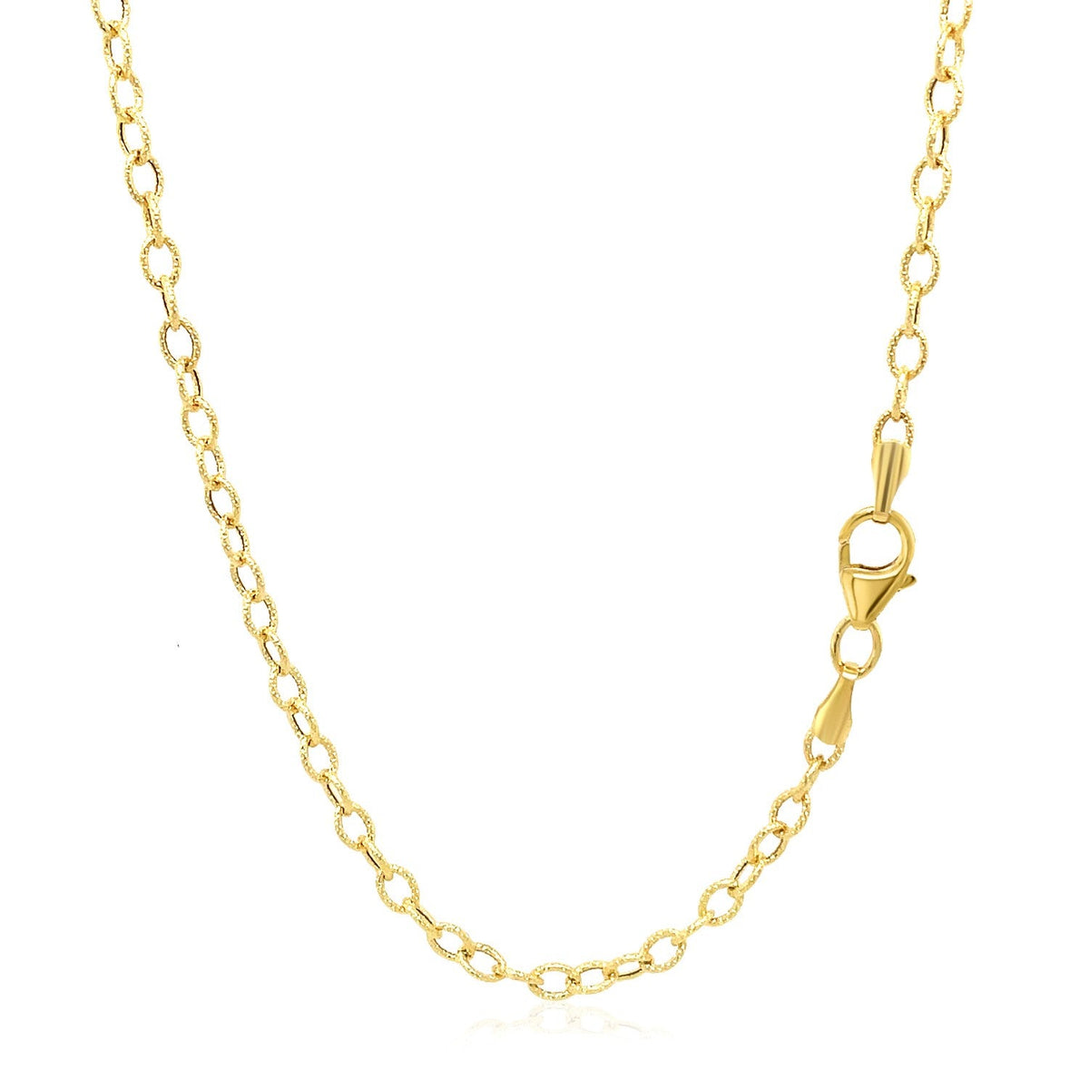Cadena de oro amarillo de 14k de 2.5 mm con eslabones texturizados