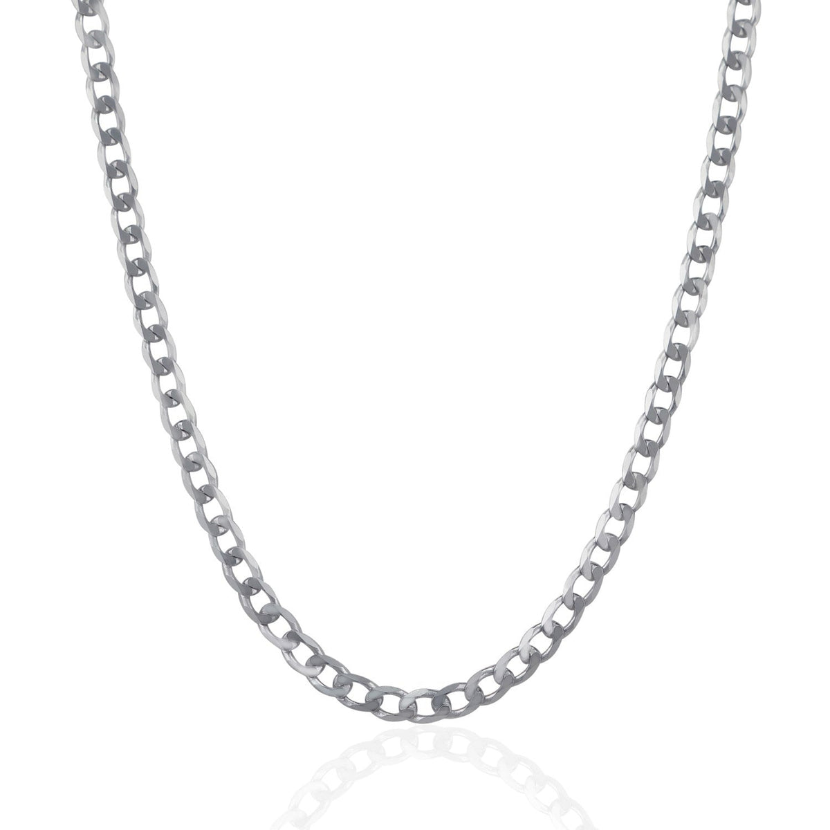 Cadena de estilo barbada de plata de ley de 4,7 mm con baño de rodio