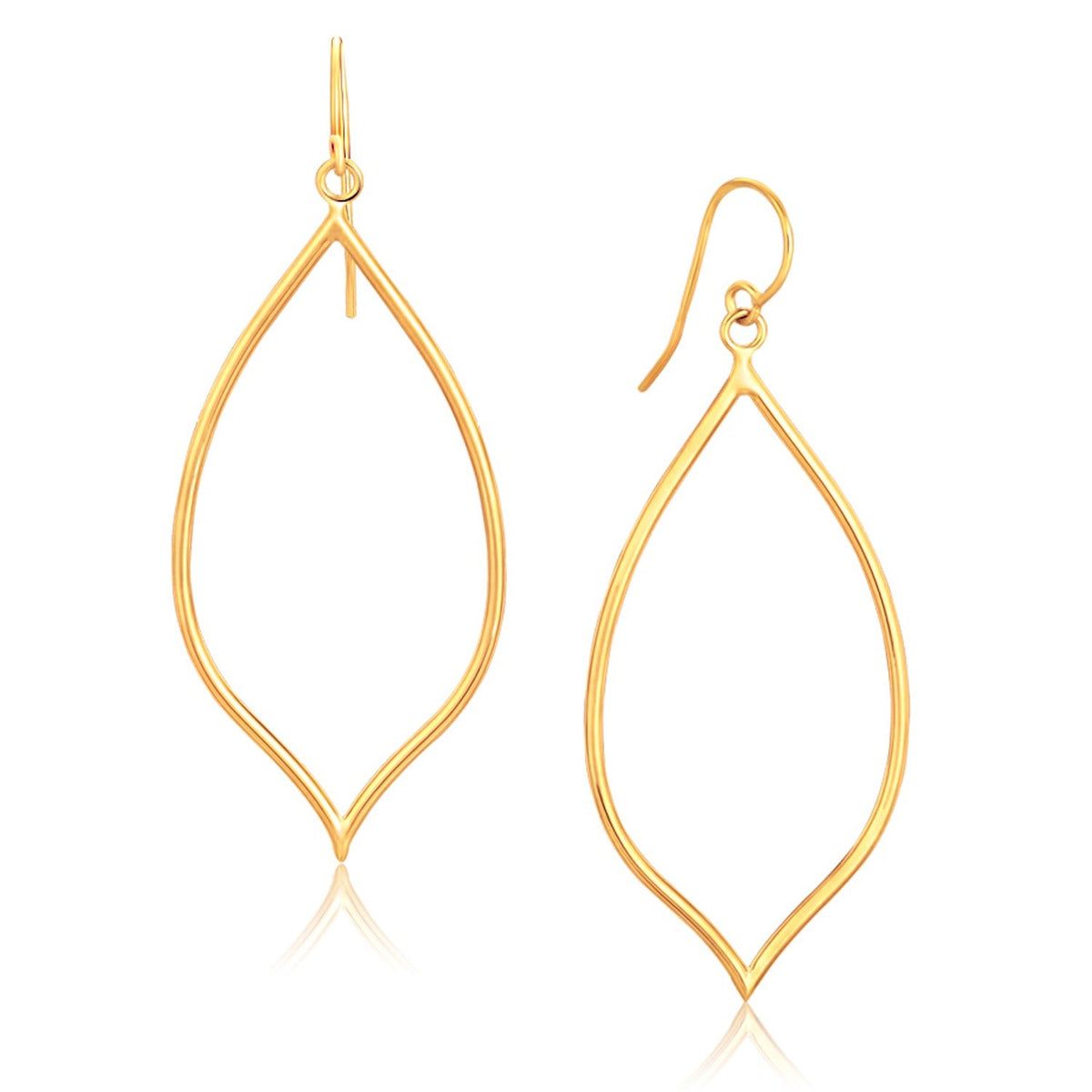 Pendientes pulidos de oro amarillo de 14 quilates estilo marquesa