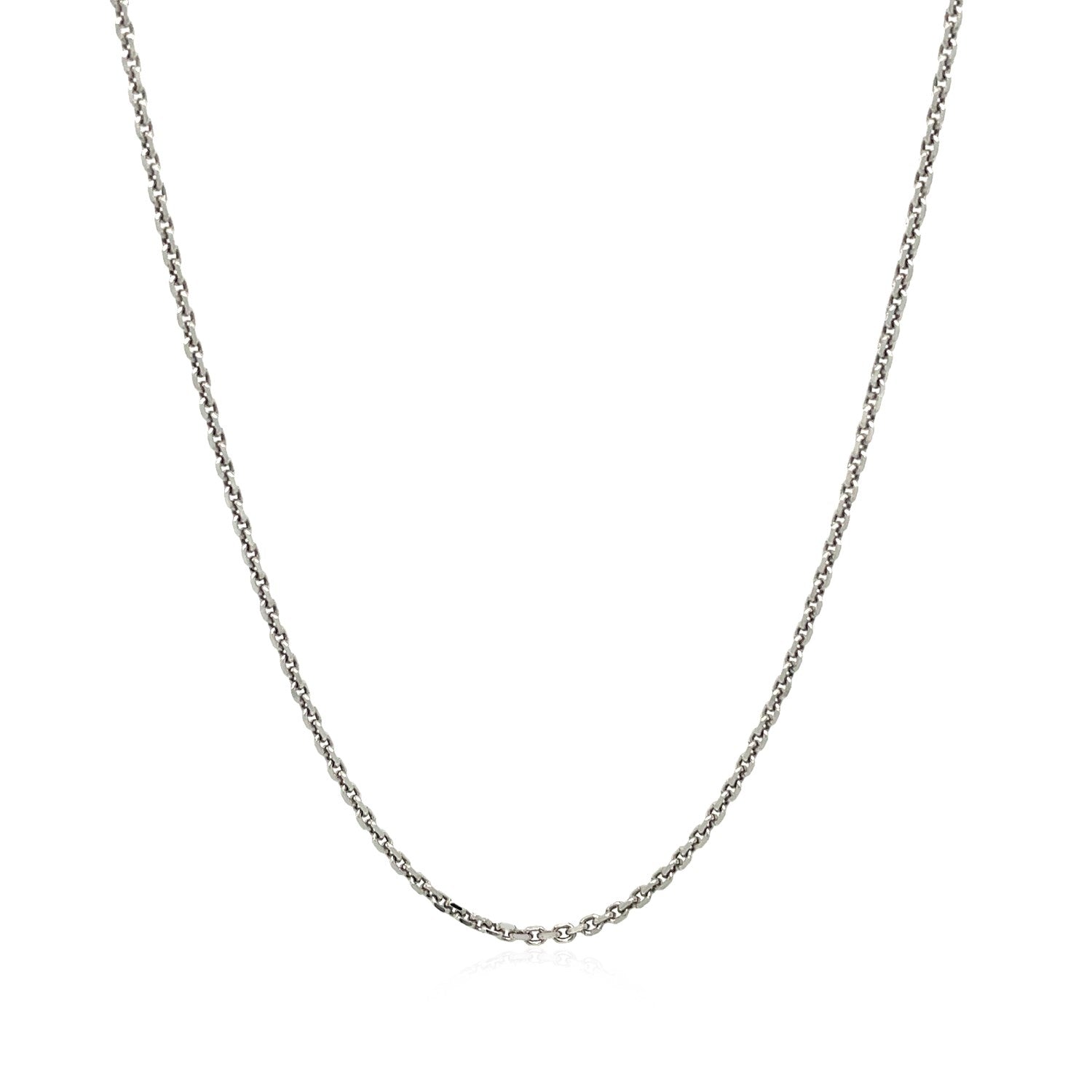 Cadena de eslabones tipo cable de oro blanco de 14k con corte de diamante de 1,4 mm