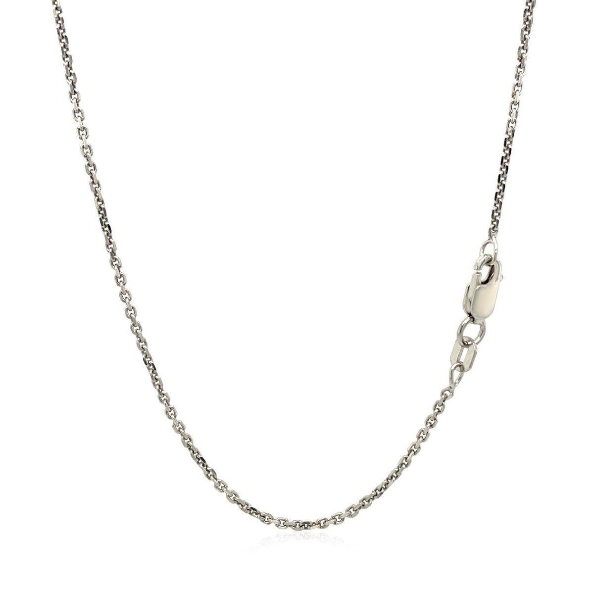 Cadena de eslabones tipo cable de oro blanco de 14k con corte de diamante de 1,4 mm
