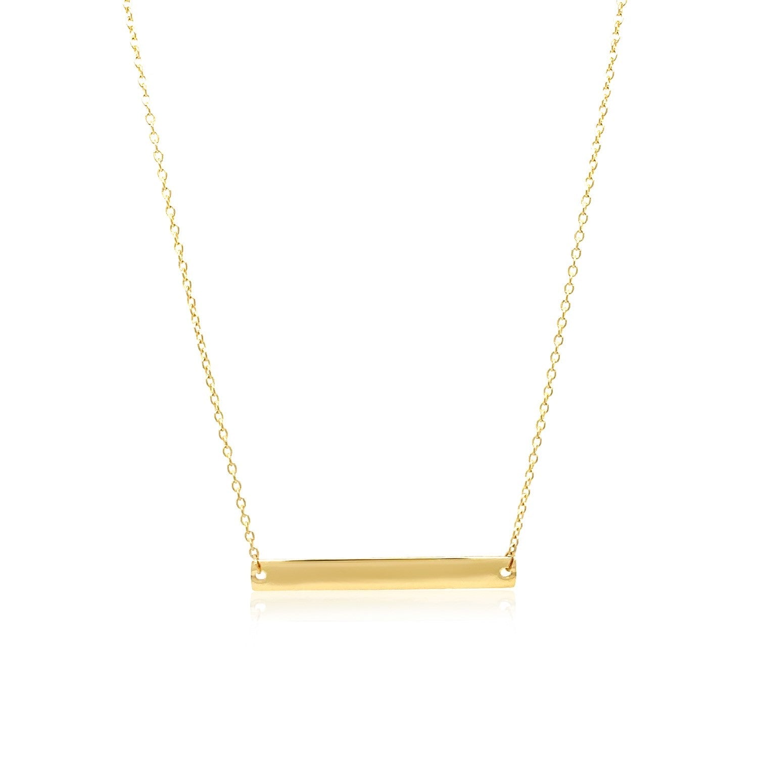 Gargantilla de oro amarillo de 14 quilates de barra horizontal plana y lisa