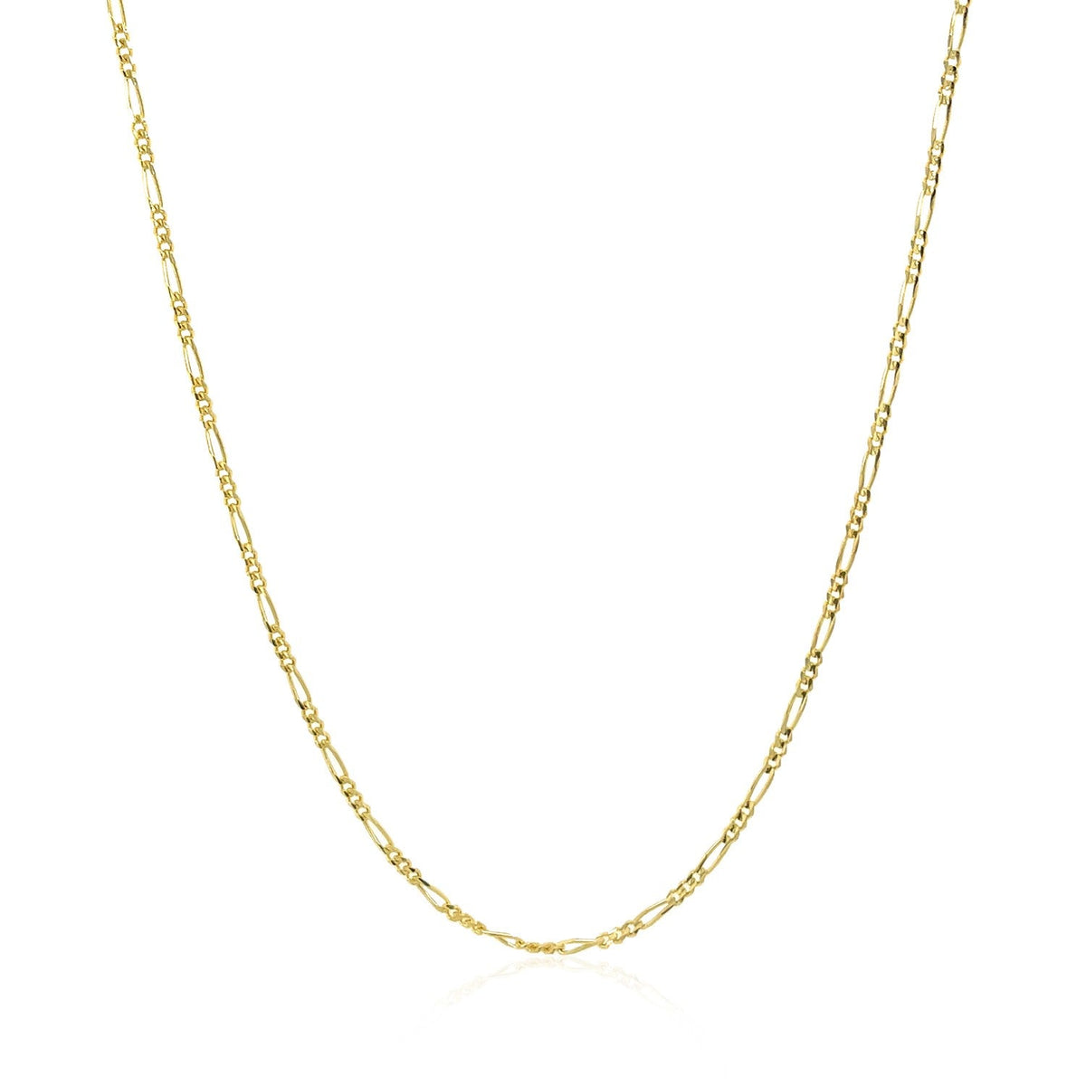 Cadena de Oro Amarillo Sólido de 14k Figaro 1.3mm