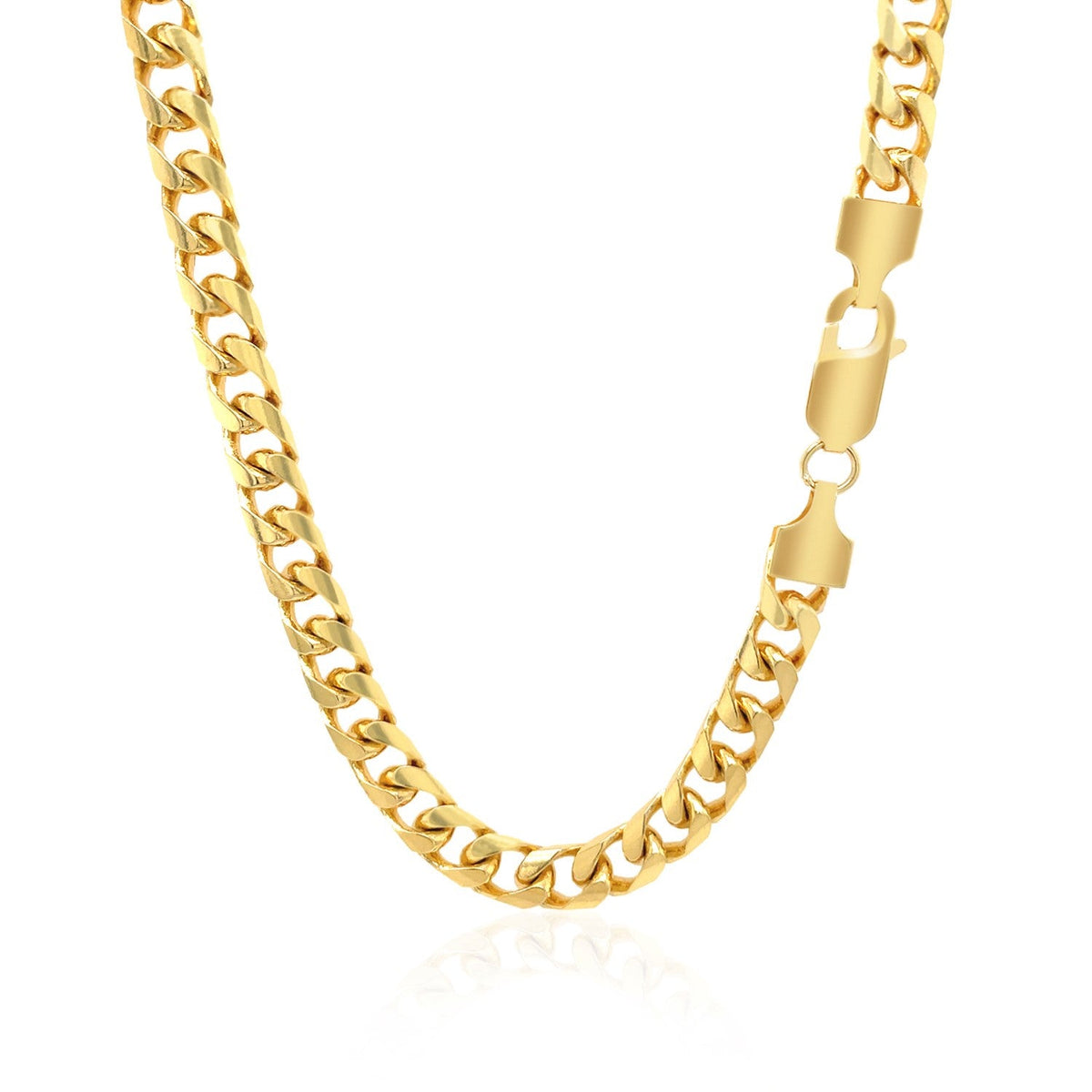 Cadena cubana Miami de oro amarillo macizo de 14k y 5.8mm