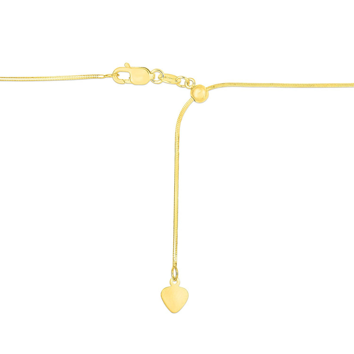 Cadena de serpiente ajustable de oro amarillo de 14k de 0,85 mm