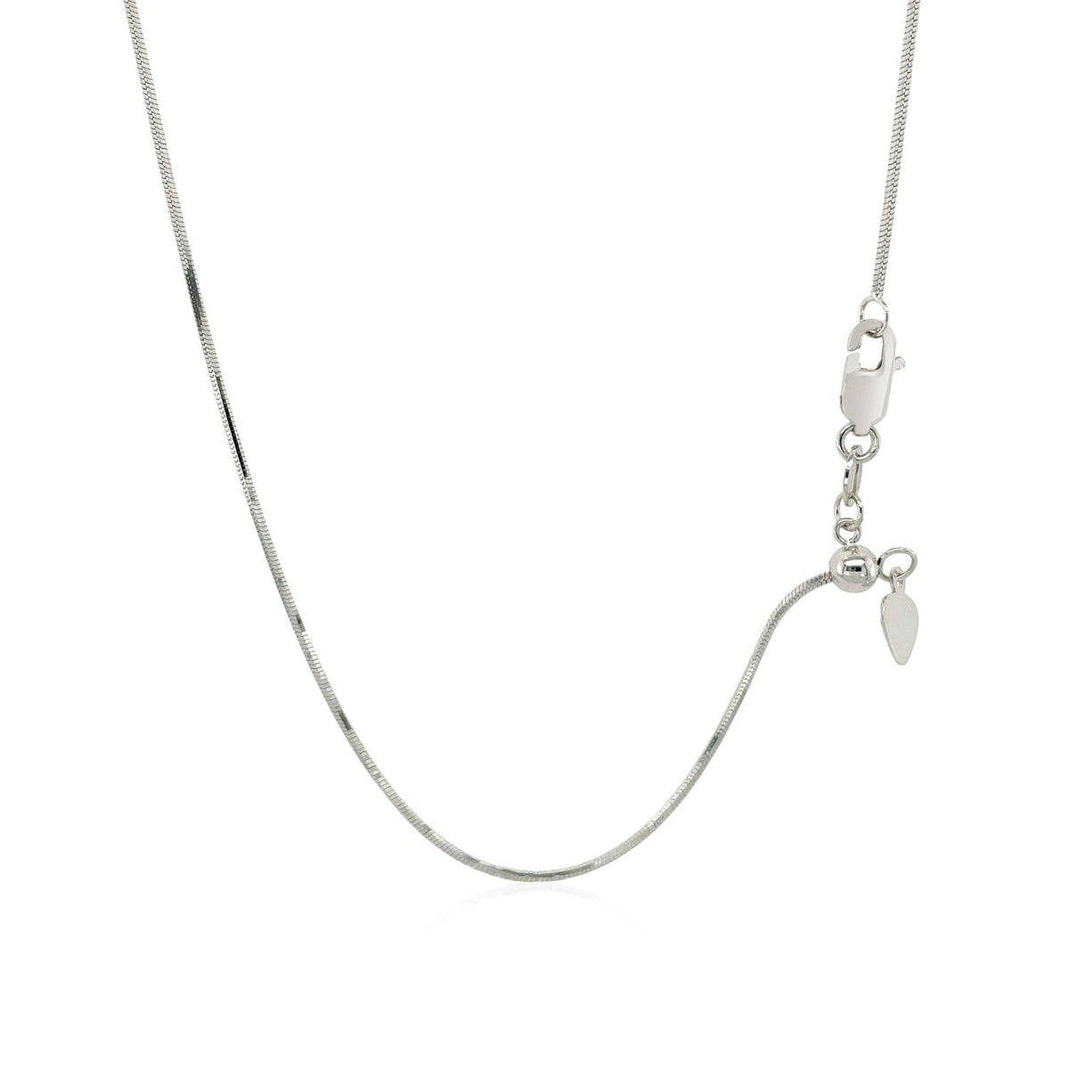 Cadena de serpiente ajustable de oro blanco de 14k y 0.85mm