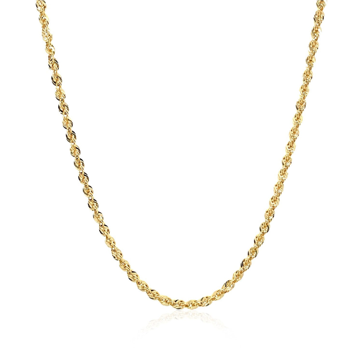Cadena de soga hueca de oro amarillo de 10K con corte de diamante (2.00 mm)