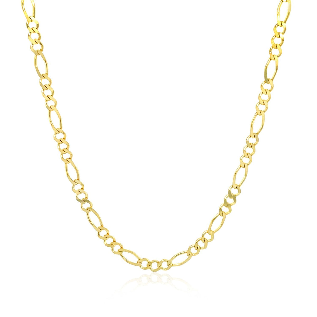Cadena de Eslabones Figaro Sólida de Oro Amarillo de 14k y 2.8mm