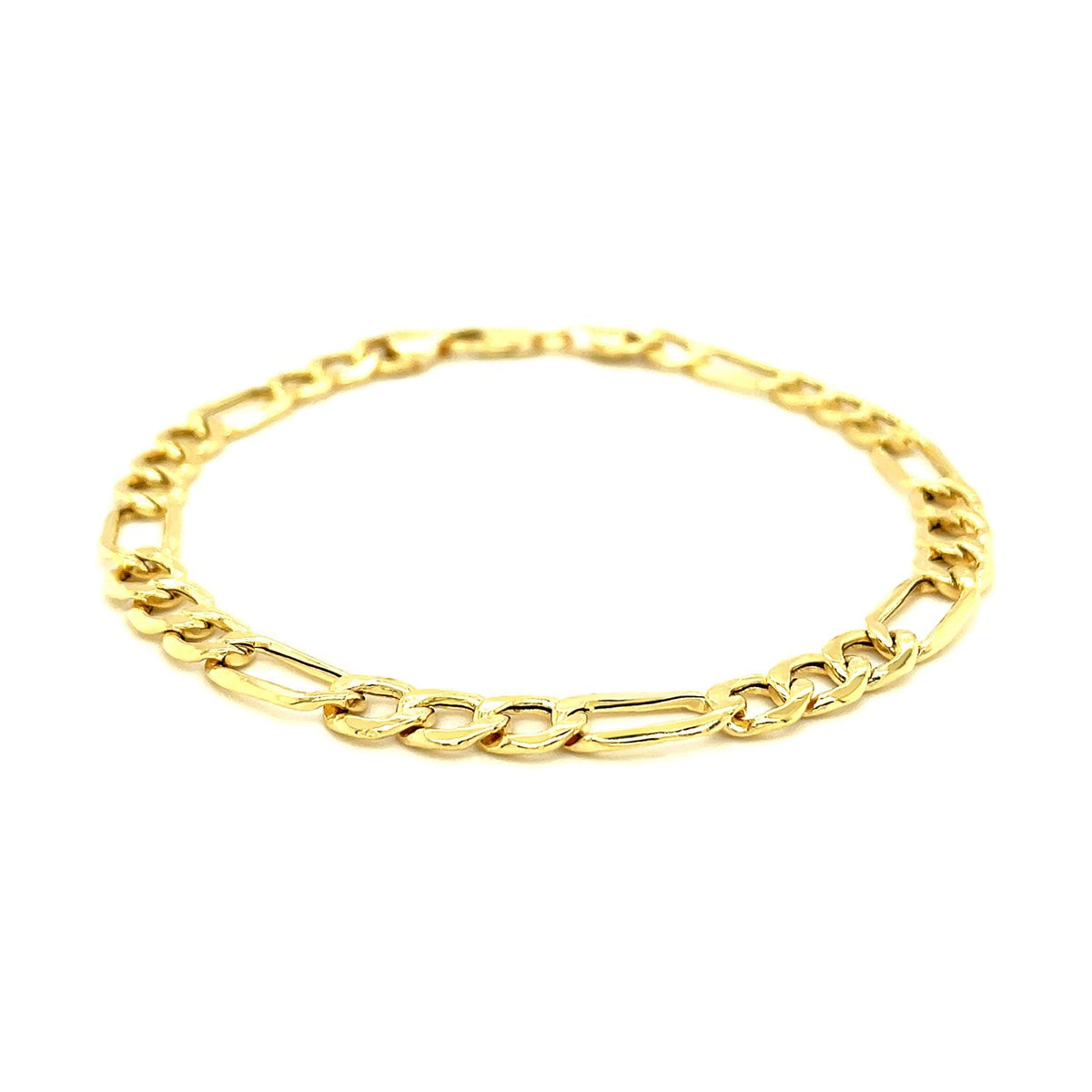 Pulsera Figaro Lite de oro amarillo de 14k y 6,5mm