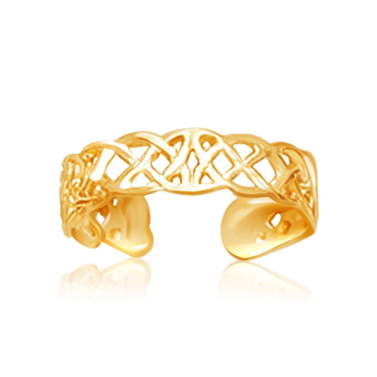 Anillo de pie de oro amarillo de 14k estilo nudo celta