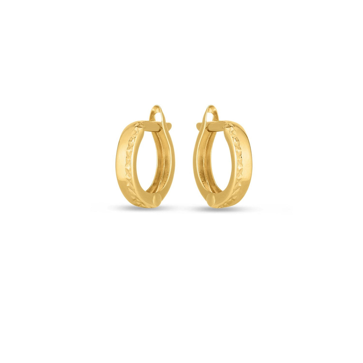 Pendientes de aro texturizados de oro amarillo de 14k (3x10mm)