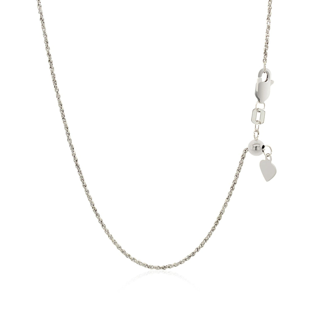 Cadena de cuerda ajustable de oro blanco de 14k 1.0mm