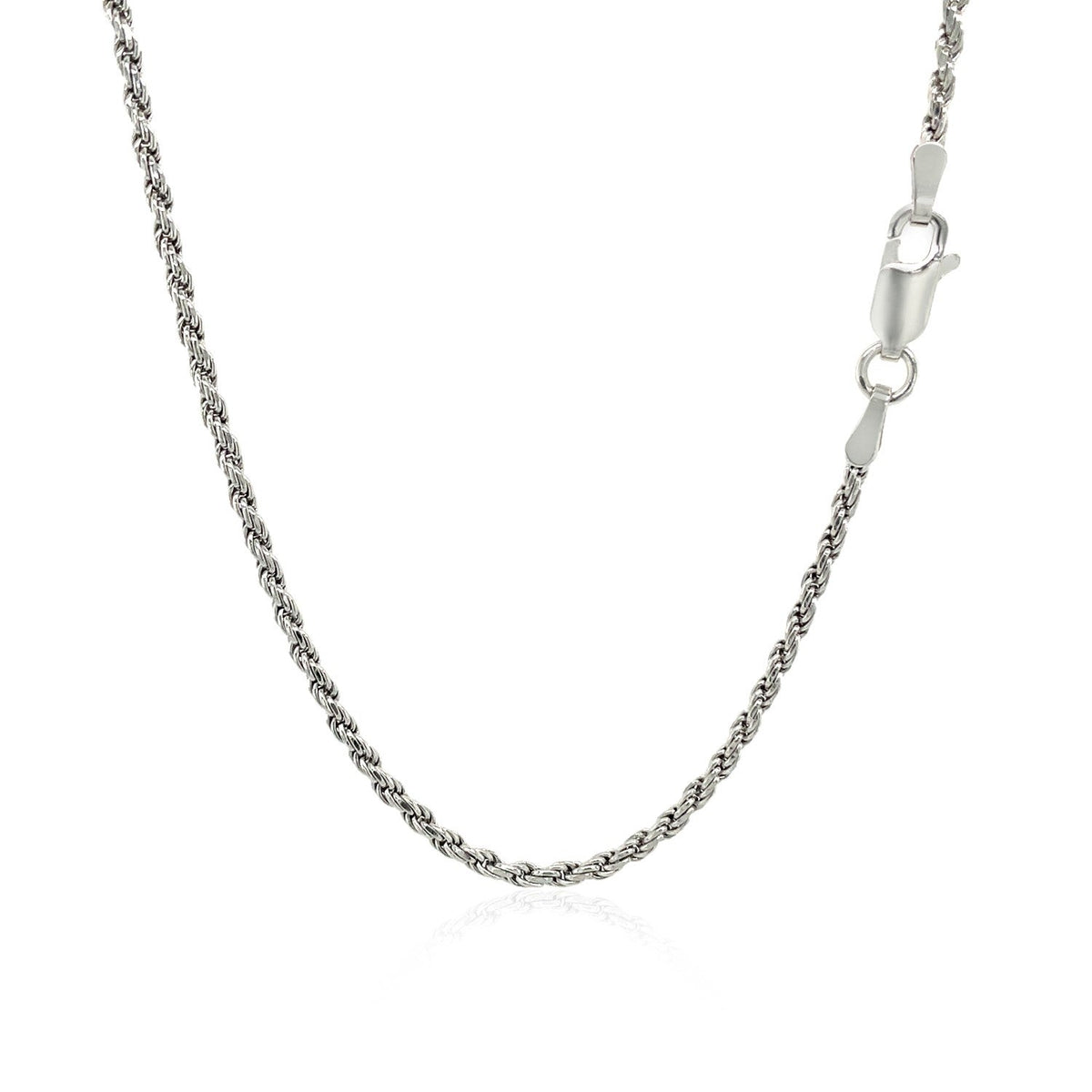 Cadena estilo cuerda de plata de ley de 1,8 mm con corte de diamante