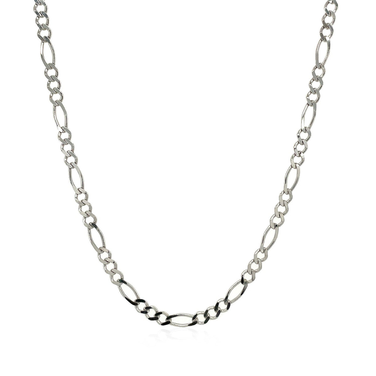 Cadena Figaro sólida de oro blanco de 14k y 2.6mm