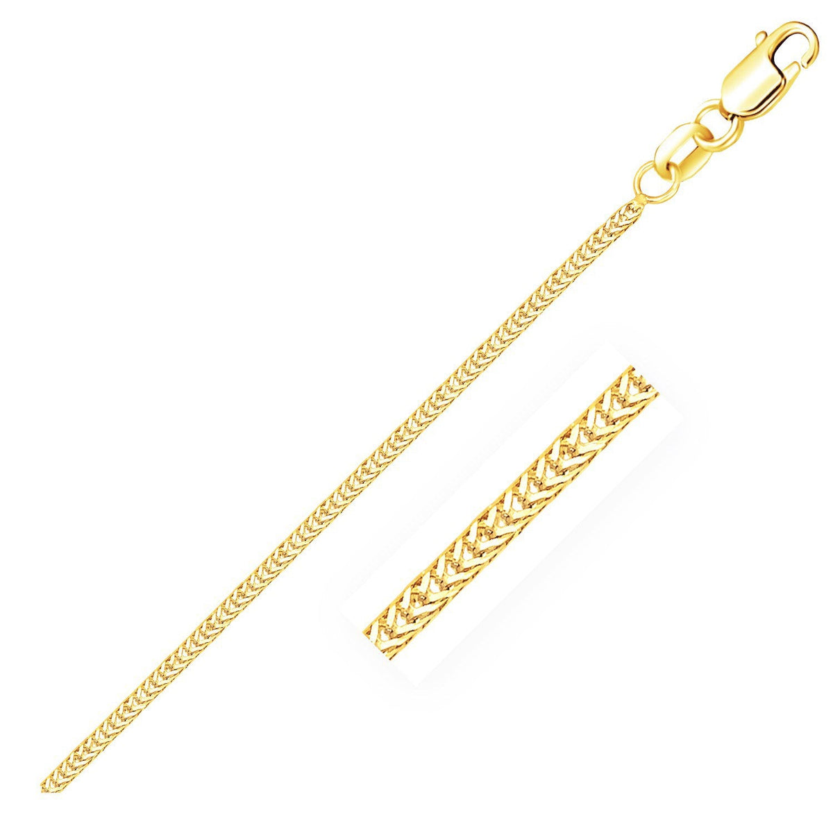 Cadena de cola de zorro de oro amarillo de 14k de 1.0mm