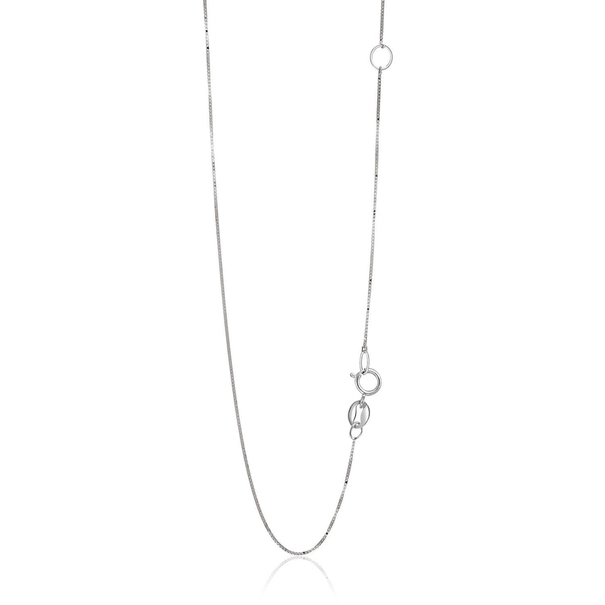 Cadena de eslabones ajustable de oro blanco de 14k y 0,6 mm