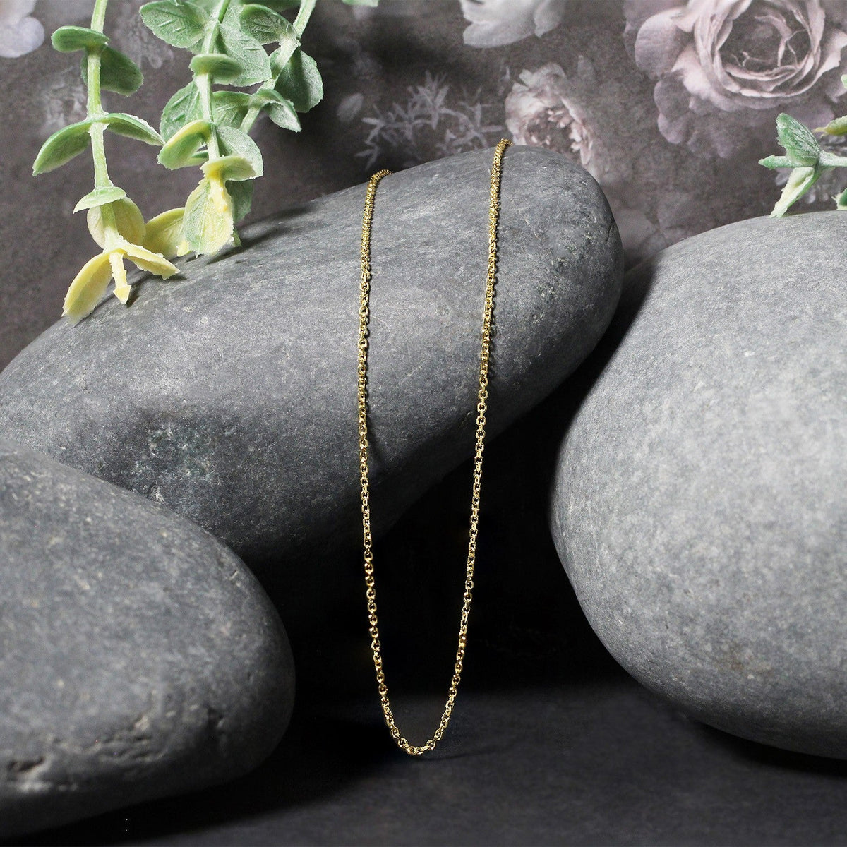 Cadena de Eslabones de Cable con Corte de Diamante de Oro Amarillo de 14k 1.1mm