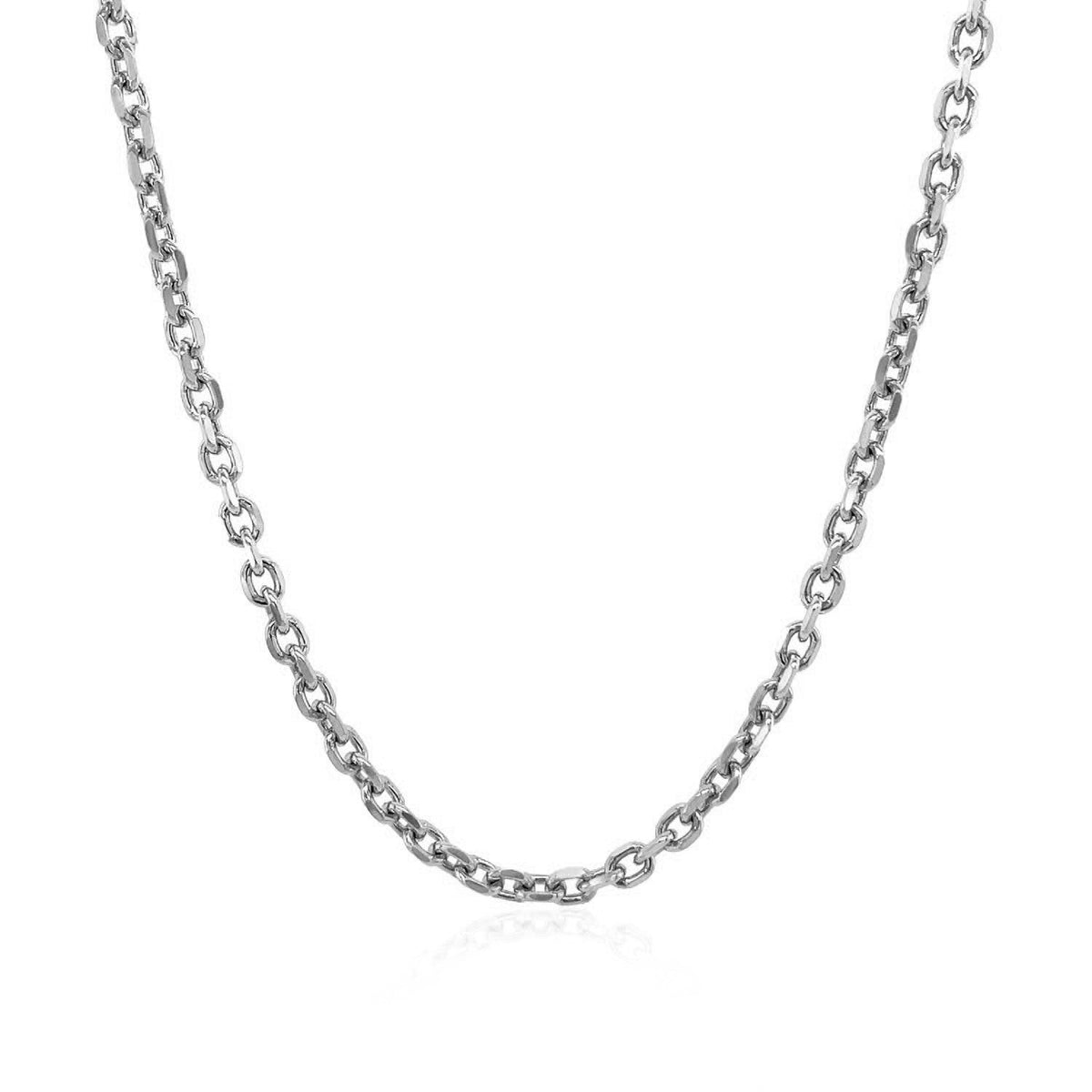 Cadena de eslabones tipo cable con corte diamante de 2.3mm en oro blanco de 14k