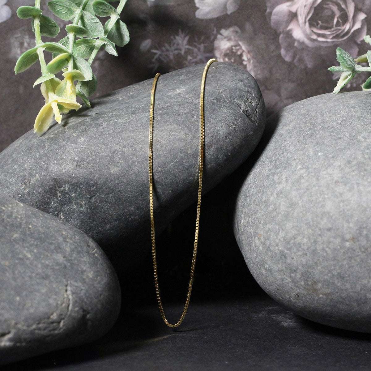 Cadena clásica de oro amarillo de 14k, 0.8mm