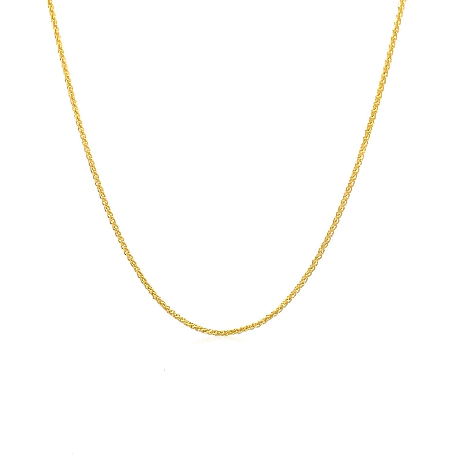 Cadena de trigo redonda de oro amarillo de 14k de 1,0mm