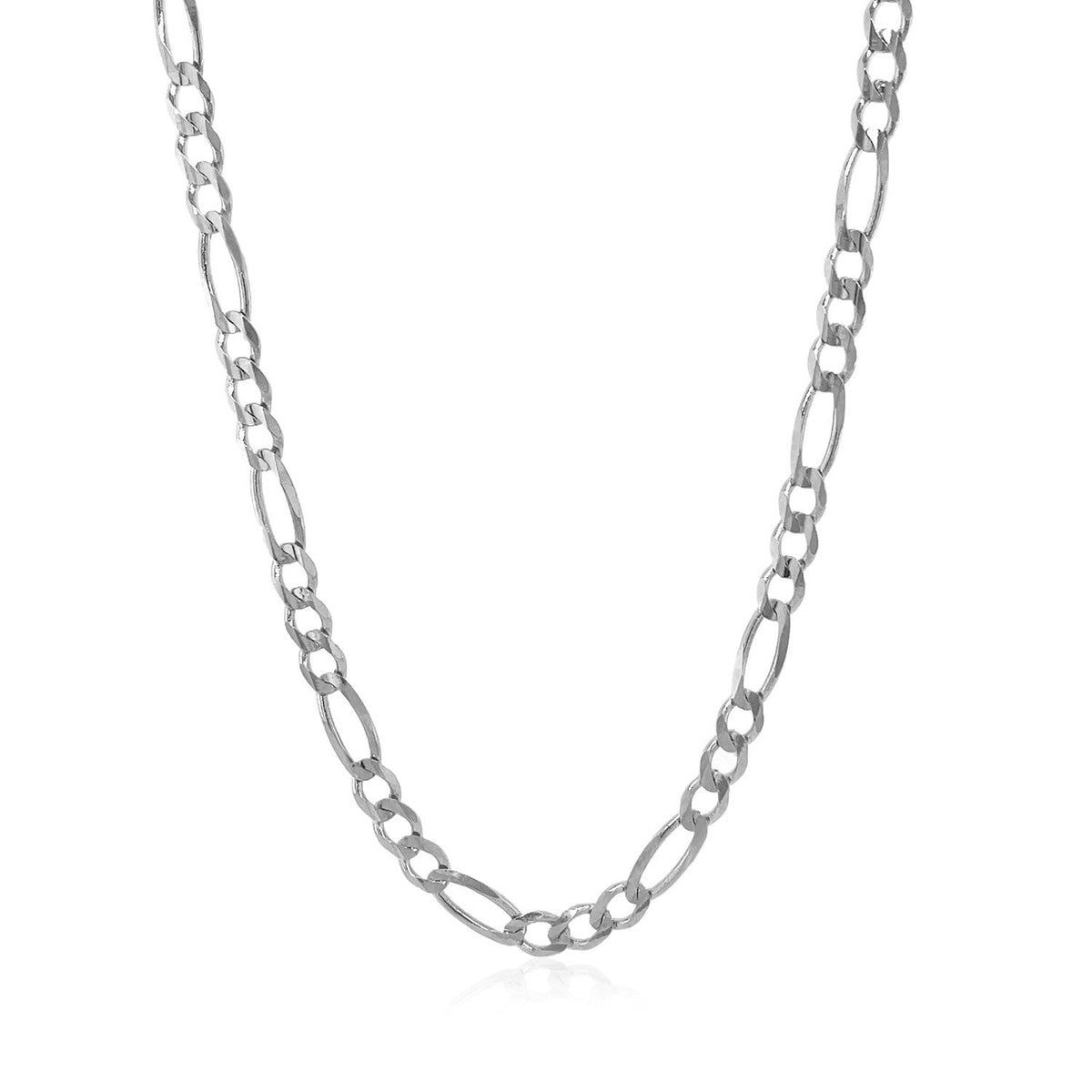 Cadena Fígaro maciza de oro blanco de 14k y 3,8mm