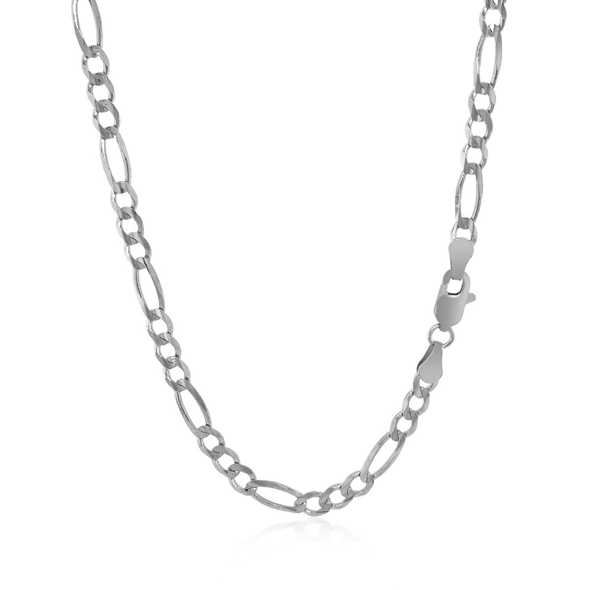 Cadena Fígaro maciza de oro blanco de 14k y 3,8mm