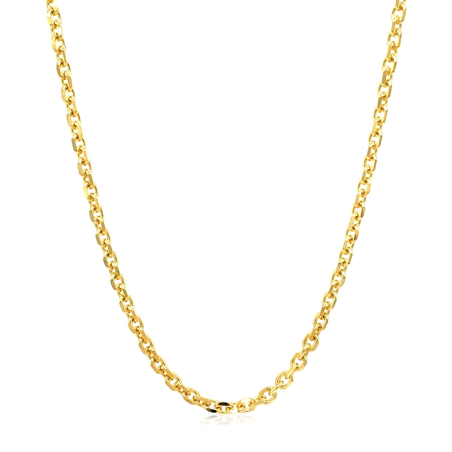 Cadena de eslabones de cable con corte de diamante de oro amarillo de 14k y 2.6mm