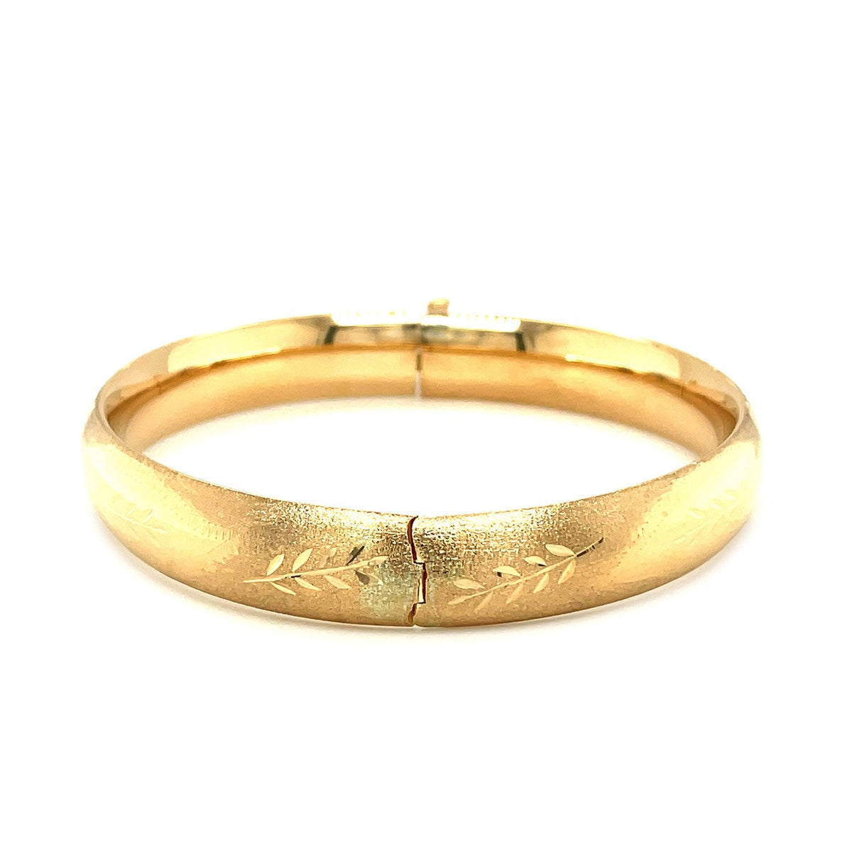 Pulsera de oro amarillo de 14k con diseño floral clásico (10,0 mm)