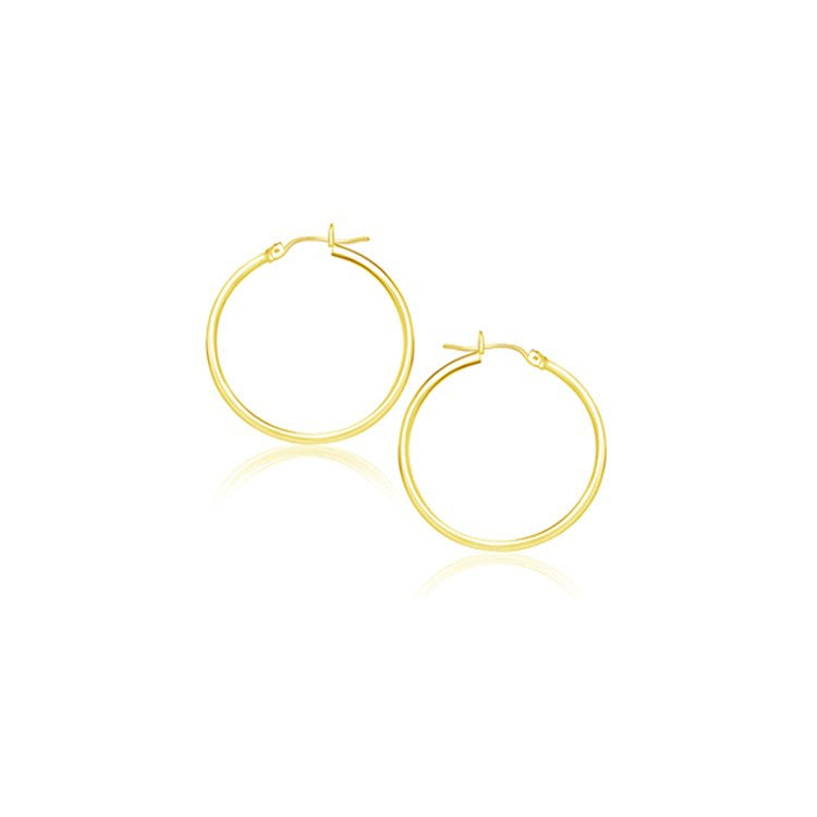 Pendientes de aro pulidos de oro amarillo de 14k (20 mm)