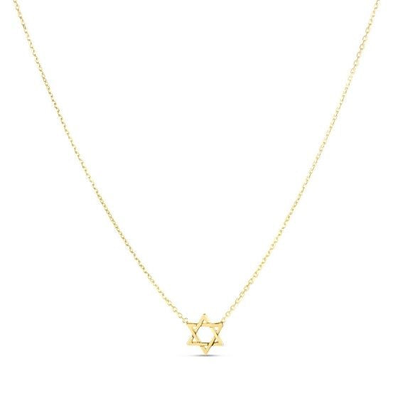 Collar de estrella de David de oro amarillo de 14k