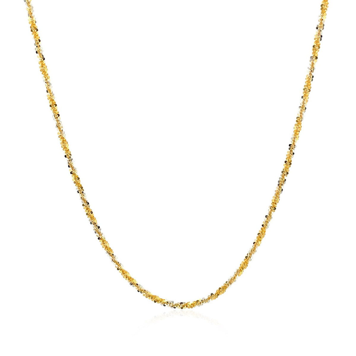 Cadena brillante de oro blanco y amarillo de 14k de 1.5mm
