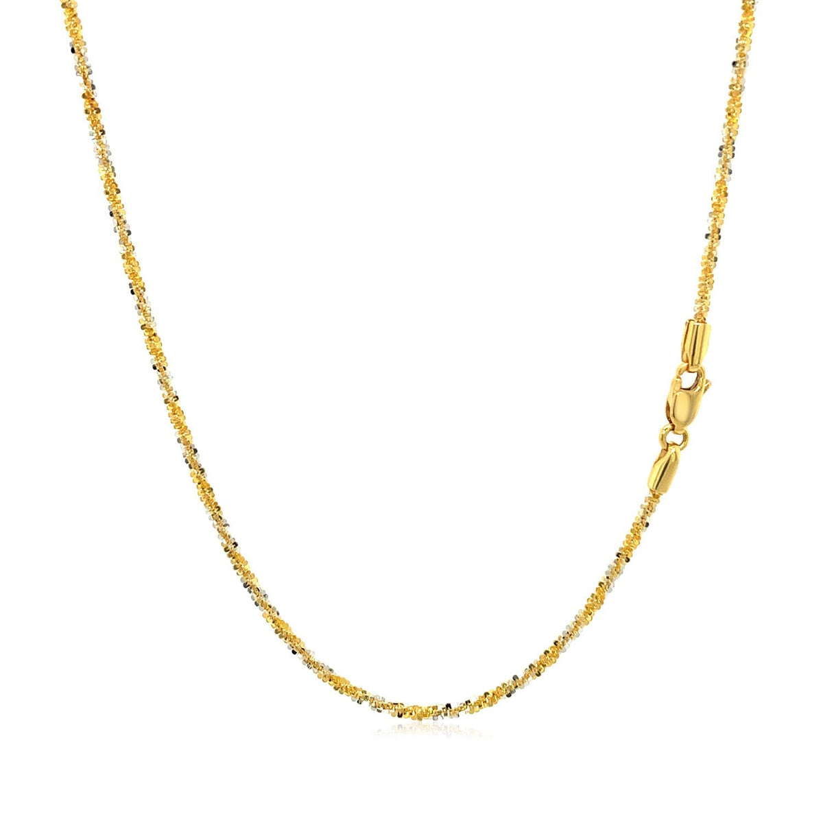 Cadena brillante de oro blanco y amarillo de 14k de 1.5mm