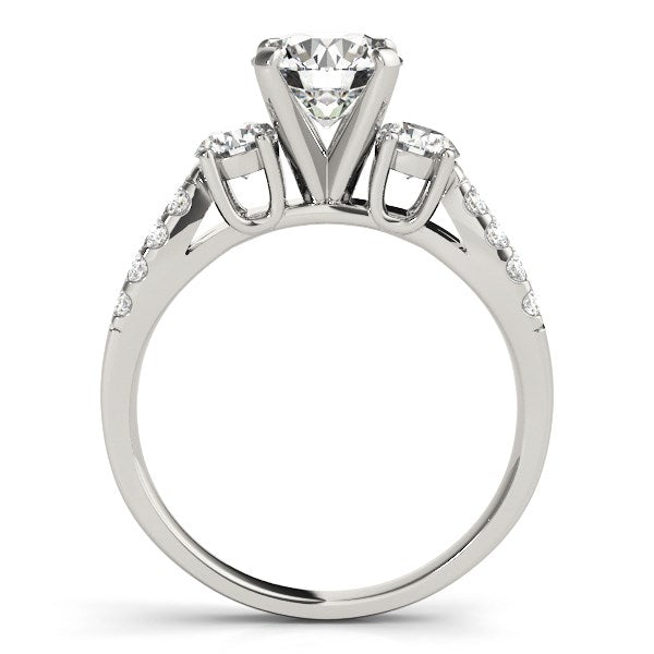 Anillo de compromiso de oro blanco de 14k con vástago dividido, 3 diamantes redondos (2 quilates en total)