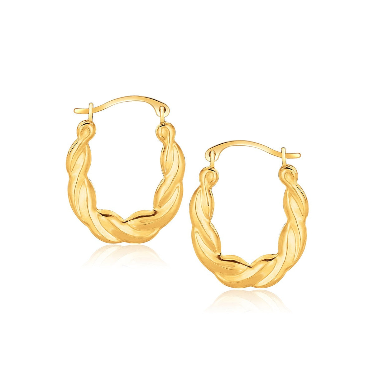 Pendientes de aro retorcidos ovalados de oro amarillo de 10 quilates