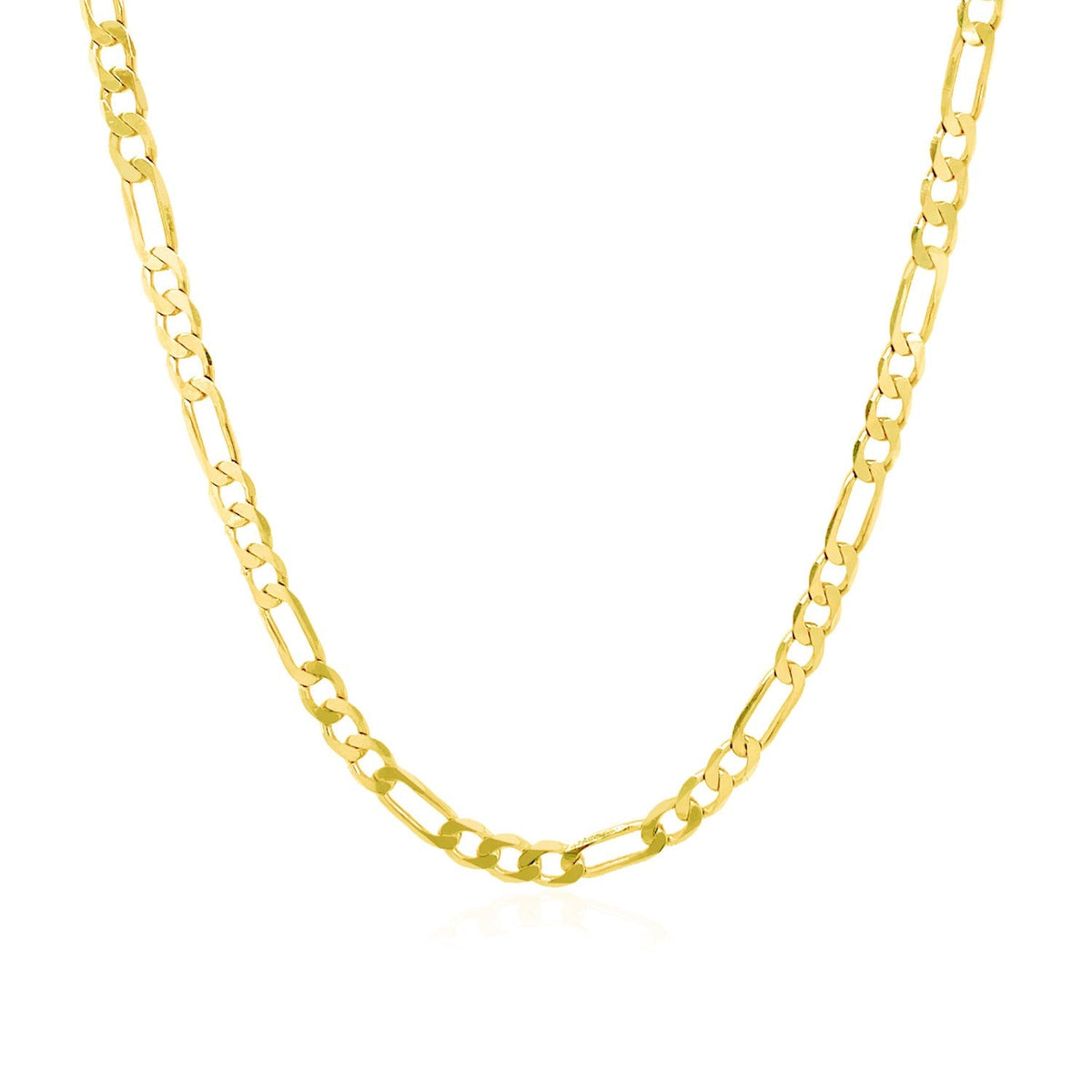 Cadena Figaro sólida de oro amarillo de 14k y 3,1mm