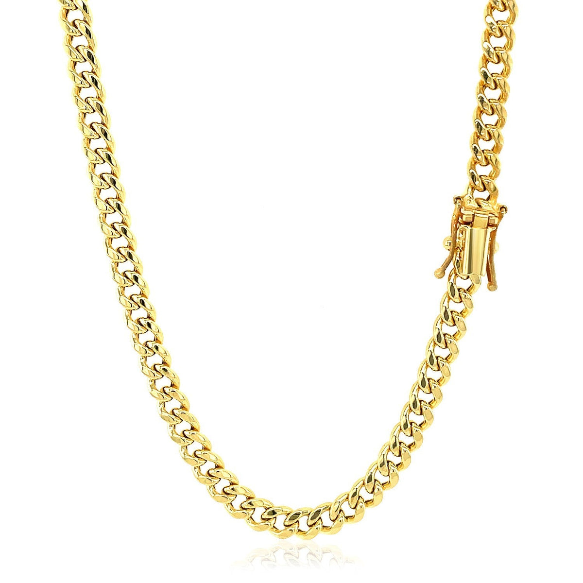 Cadena Cubana Miami Semisólida de Oro Amarillo de 10k (4.50 mm)