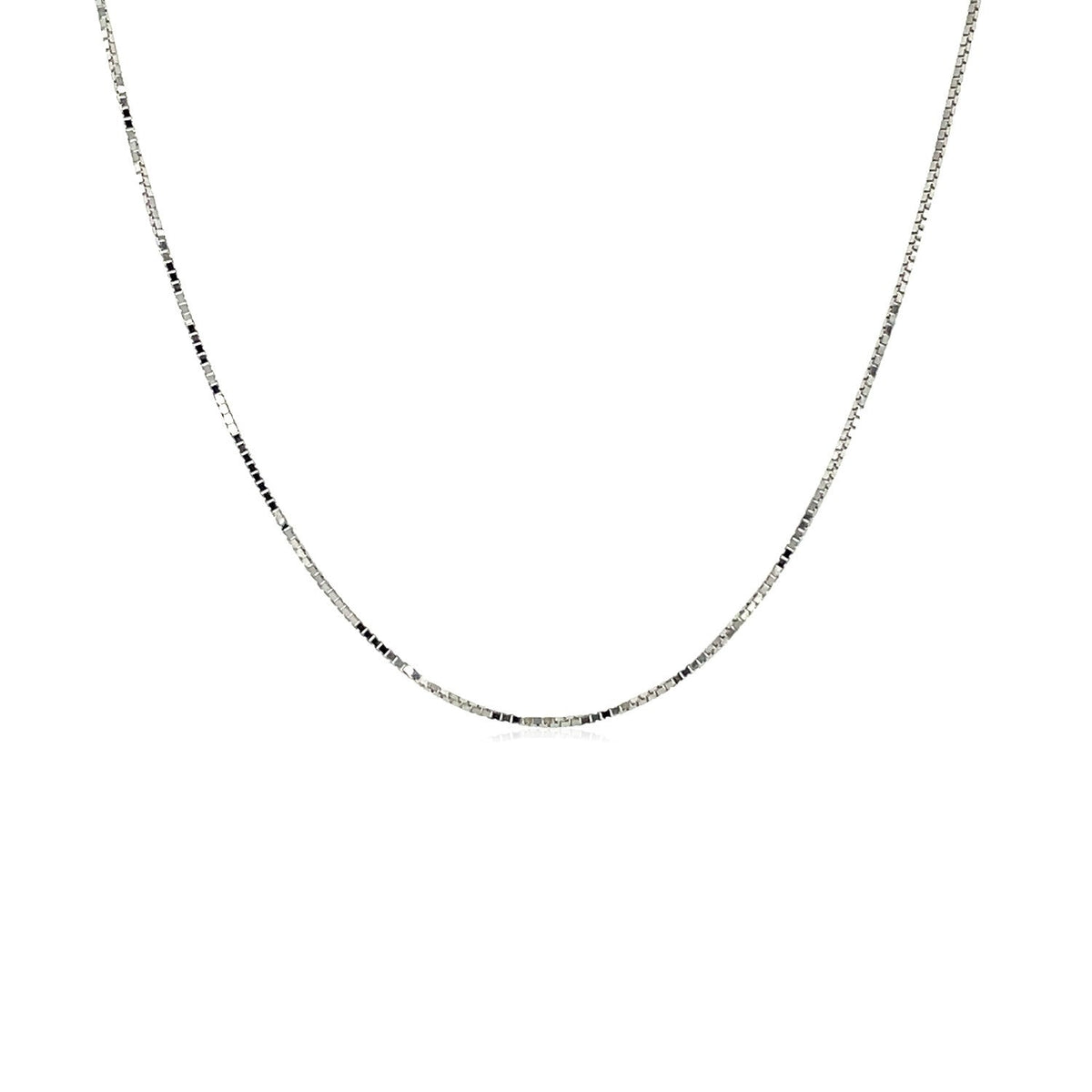 Cadena de oro blanco de 18k, eslabón cuadrado, 0,6 mm