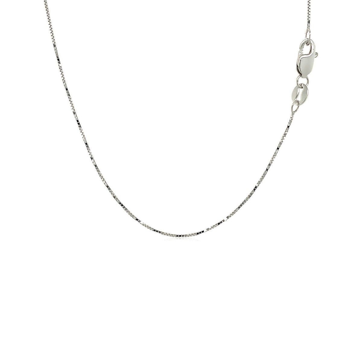 Cadena de oro blanco de 18k, eslabón cuadrado, 0,6 mm