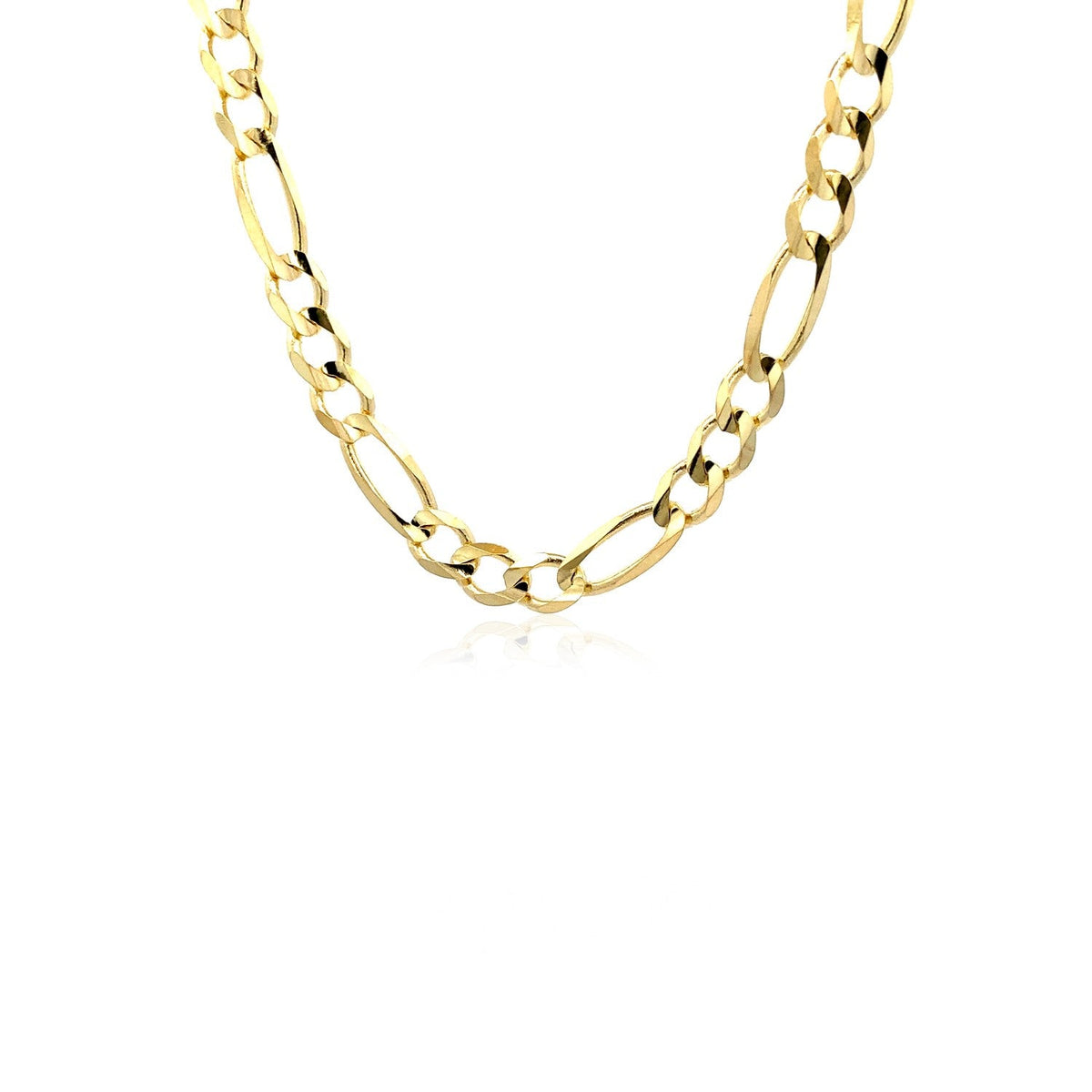 Cadena Figaro sólida de oro amarillo de 14k de 6.0mm