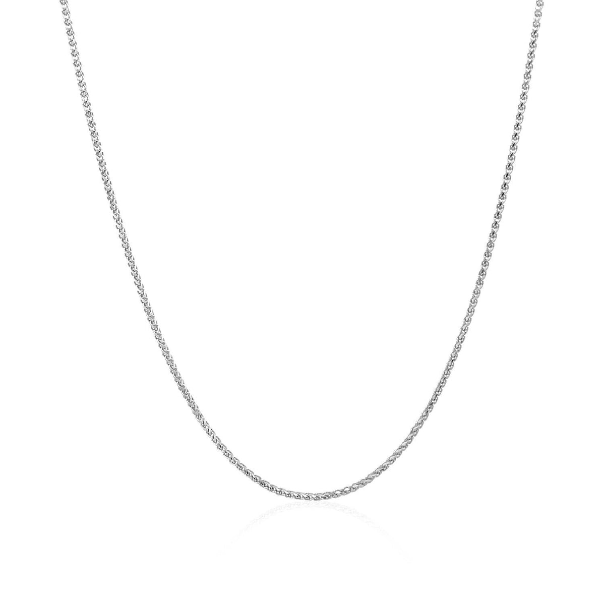 Cadena de trigo redonda de oro blanco de 14k con corte de diamante de 1.0mm
